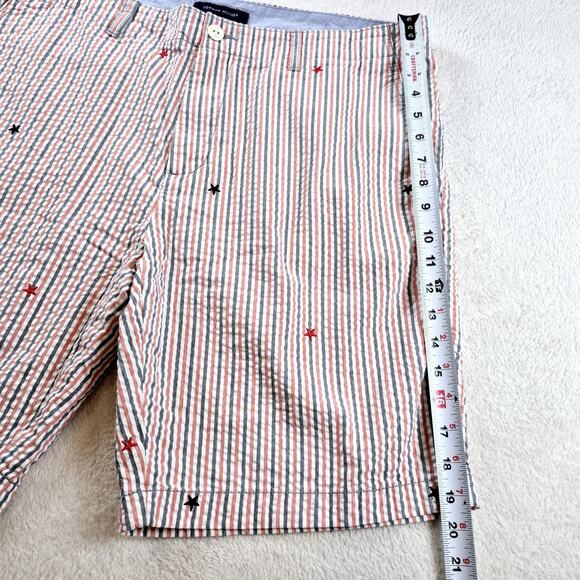 Tommy Hilfiger Red White Blue Stars & Stripes Seersucker Cotton Shorts Men's 36 - Picture 2 of 10